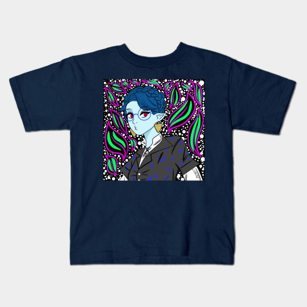 emo elf girl in fashion mandala floral curse Kids T-Shirt by jorge_lebeau